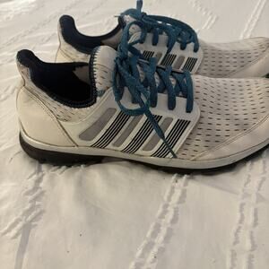 Adidas Spikeless Mesh Golf Shoes White Teal Laces Lightweight Men’s Size 9